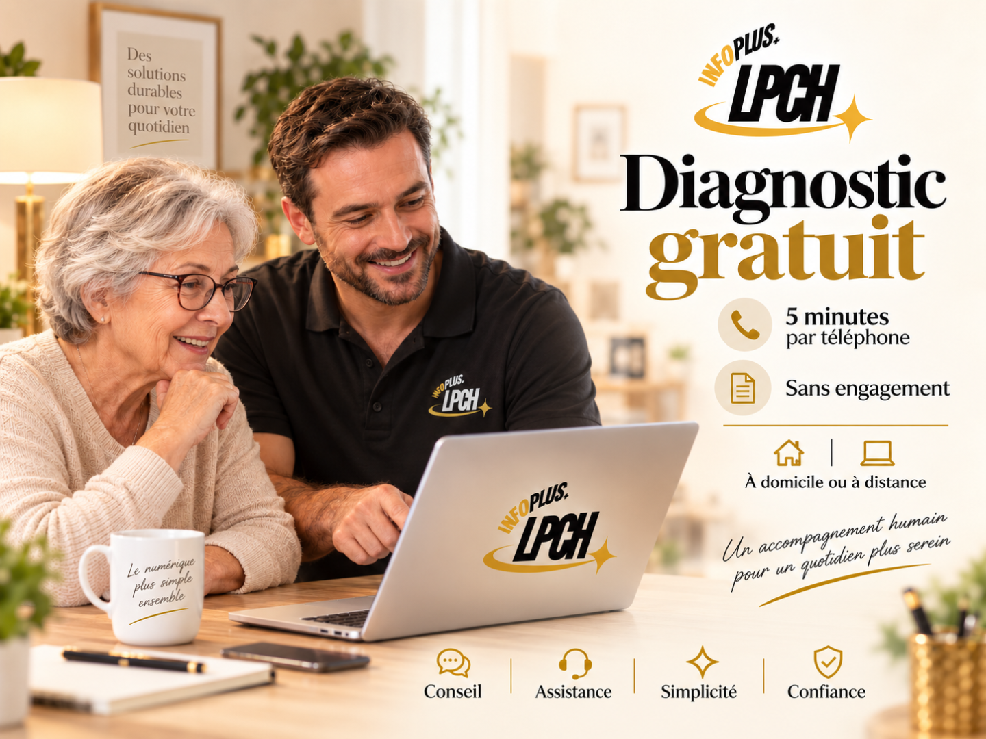 Diagnostic informatique gratuit par téléphone avec accompagnement humain à domicile ou à distance – LPCH InfoPlus+